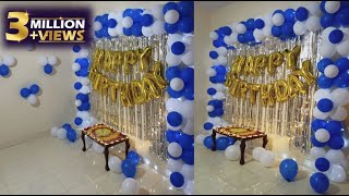 Simple amp Easy Birthday Decoration Ideas at Home l Blue amp White Theme Birthday Decoration [upl. by Eiresed]