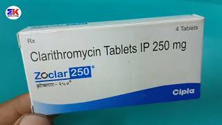 Zoclar 250mg Tablets  Clarithromycin Tablets  Zoclar Tablets Uses Benefits Dosage Reviews in Hindi [upl. by Annuahs]