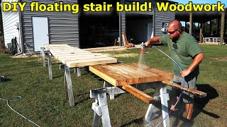 DIY floating stair build part 1 Stair treads and landing platform 673 [upl. by Pauli]