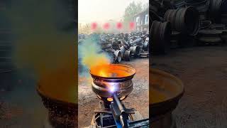 The process of making a homemade wood stove from car parts [upl. by Aicemed]