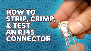 How to Strip Crimp and Test a RJ45 [upl. by Ahsikyw]