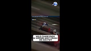 FULL RECAP Chase ends in wrongway crash on 405 Freeway [upl. by Krenn]