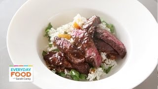 Marinated Skirt Steak with ApricotArugula Rice  Everyday Food with Sarah Carey [upl. by Dlabihcra412]