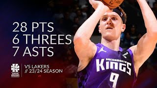 Kevin Huerter 28 pts 6 threes 7 asts vs Lakers 2324 season [upl. by Allison]