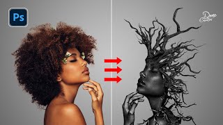 How Create Surreal Human Tree Portrait  Photoshop Tutorial [upl. by Yeldud]