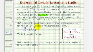 Ex Find an Recursive and Explicit Equation for Exponential Growth Given r [upl. by Thatch730]