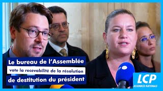 Procédure de destitution dEmmanuel Macron déclarée recevable par le bureau de lAssemblée [upl. by Ynnoj566]