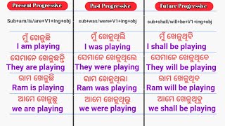 English grammar  ଏମିତି ବୁଝନ୍ତୁ ତିନି tense ର progressive କୁ ଏକା ସାଙ୍ଗରେ [upl. by Nedda]