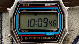 Vintage Watch MONTANA Quartz 16 melody chrono USA backlight  calendar functionМонтана digital LCD [upl. by Reeves]