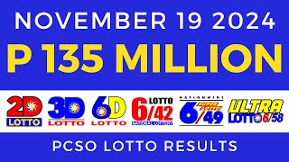 Lotto Result Today 9pm November 19 2024 PCSO [upl. by Annek]