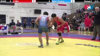 Dual 8  59 KG  Wei Li CHN vs Nikko Triggas USA 2 [upl. by Kurys]