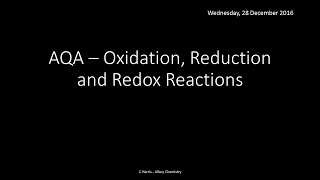 AQA 17 Oxidation reduction and redox reactions REVISION [upl. by Rysler988]