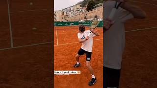 Stefanos Tsitsipas practicing in MonteCarlo Awesome court level view tennis [upl. by Ute]