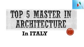 Top 5 Masters of Architecture in Italy Tuition fee Scholarships Application links in description [upl. by Jala828]