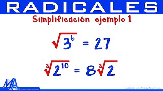 Simplificación de radicales  Ejemplo 1 [upl. by Orelee]