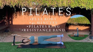 Full Body Mat Pilates Workout  40 Minutes  Low Impact  Pilates Ring amp Resistance Band Optional [upl. by Vivica]