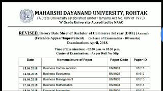 MDU BCom 1st Year Date sheet जल्दी देख लो॥ [upl. by Ettelegna]