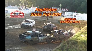 Hopkinton Fair 2024 Sunday 4Cylinder Qualifying Heat 1 Demolition Derby 4K UHD [upl. by Aramak602]