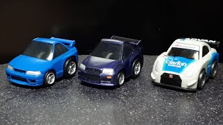 Tooned Nissan Skyline GTR R32 R34 by ChoroQ Chibikko amp R35 race by Suntory Boss pullback pull back [upl. by Ingraham855]