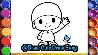 How to draw pocoyo❤️💙🌈 stepbystep pocoyodrawing kidsartDrawing forkids Lets Draw Together [upl. by Dent]