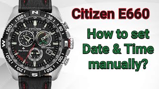 How to set Time amp Date Citizen Eco Drive AT E660 Radio Controlled WR200 [upl. by Anilac]