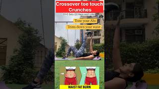 How to do easy crunches at Home crossover toe touch crunches shorts ytshorts crunches abscore [upl. by Sculley94]