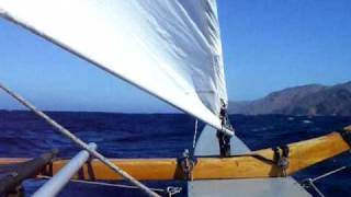 Outrigger Canoe Sailing  Channel Islands  Full Sail Downwind [upl. by Alag]