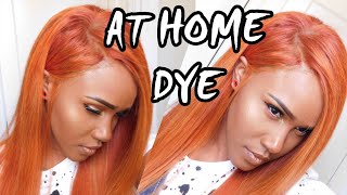 DYE HAIR RED COPPER WITH BLONDE HIGHLIGHTS AT HOMELACEFRONT WIG DIY [upl. by Irbmac]