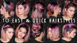 10 EASY and QUICK Hairstyles for Short Hair  Heatless  Braidless [upl. by Unity]