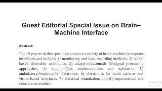 Guest Editorial Special Issue on Brain–Machine Interface [upl. by Ived]