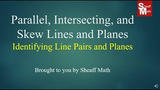 Identifying Parallel Intersecting and Skew Lines plus Planes  Sheaff Math [upl. by Burdelle]