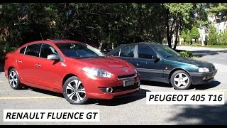 Garagem do Bellote TV Renault Fluence GT vs Peugeot 405 T16 Rubens Barrichello [upl. by Ellah733]