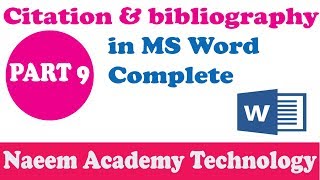 Citation amp Bibliography in Ms Word Urdu Hindi Tutorial [upl. by Eaver594]