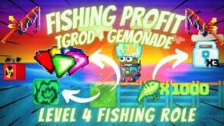 FISHING PROFIT  TGROD  GEMONADE  URANIUM LURE I LEVEL 4 FISHING ROLE I Growtopia [upl. by Haliak]