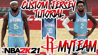 NEXT GEN HOUSTON ROCKETS CUSTOM JERSEY TUTORIAL CITY EDITION UNIFORM HTOWN NBA 2K21 MyTeam [upl. by Udella]