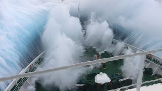 Ship in Storm  Cruise Ship Climbing Up Big Waves [upl. by Iolenta]