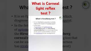 hirschberg corneal reflex test  corneal light reflex test  interpretation of hirschberg test [upl. by Klinges]