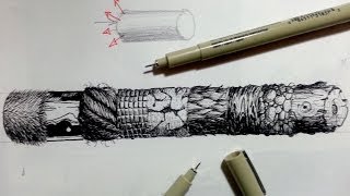 Pen amp Ink Drawing Tutorials  How to create realistic textures Part 2 [upl. by Eilerua871]