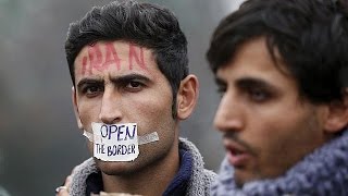 ProGerman chants amid migrants protest on FYR MacedoniaGreek border [upl. by Tallia107]