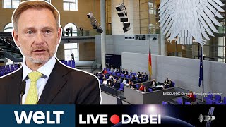 BUNDESTAG Lindner stellt Haushaltsplan für Deutschland vor  Opposition wetzt die Messer WELT Live [upl. by Akcinat]