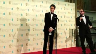 Eddie Redmayne talks backstage at the 2015 BAFTA Awards The Theory of Everything [upl. by Siramed]