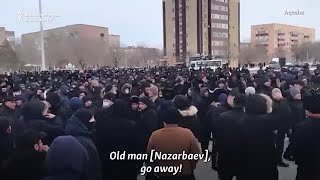 People Detained During Kazakh Fuel Protests [upl. by Astrea528]