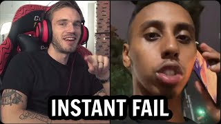 Johnny Somali threatens PewDiePie fails instantly [upl. by Ellenuahs]