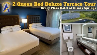 2 Queen Beds Deluxe Terrace Room Tour at Drury Plaza Hotel at Disney Springs [upl. by Amalbergas]