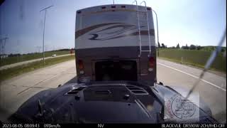 Dash cam video of Jeep coming off of dolly behind RV [upl. by Zea]