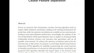 Out of Distribution Generalization With Causal Feature Separation [upl. by Dowlen]