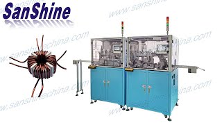 Fully automatic three four phase ACDC converter toroid choke winding machine HK04 winding machine [upl. by Eiboj]