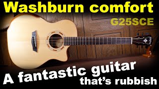 Washburn comfort G25SCE guitar a proper review  electroacoustic comfort guitar demo [upl. by Aspa]