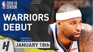 DeMarcus Cousins Warriors DEBUT Full Highlights vs Clippers 20190118  14 Pts 3 Ast 6 Rebounds [upl. by Estele]