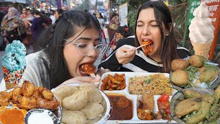 Momos Spring Roll Chowmein Rice Manchurian Chilli Paneer Mirch Pakora Ram Laddu Challenge [upl. by Seto896]